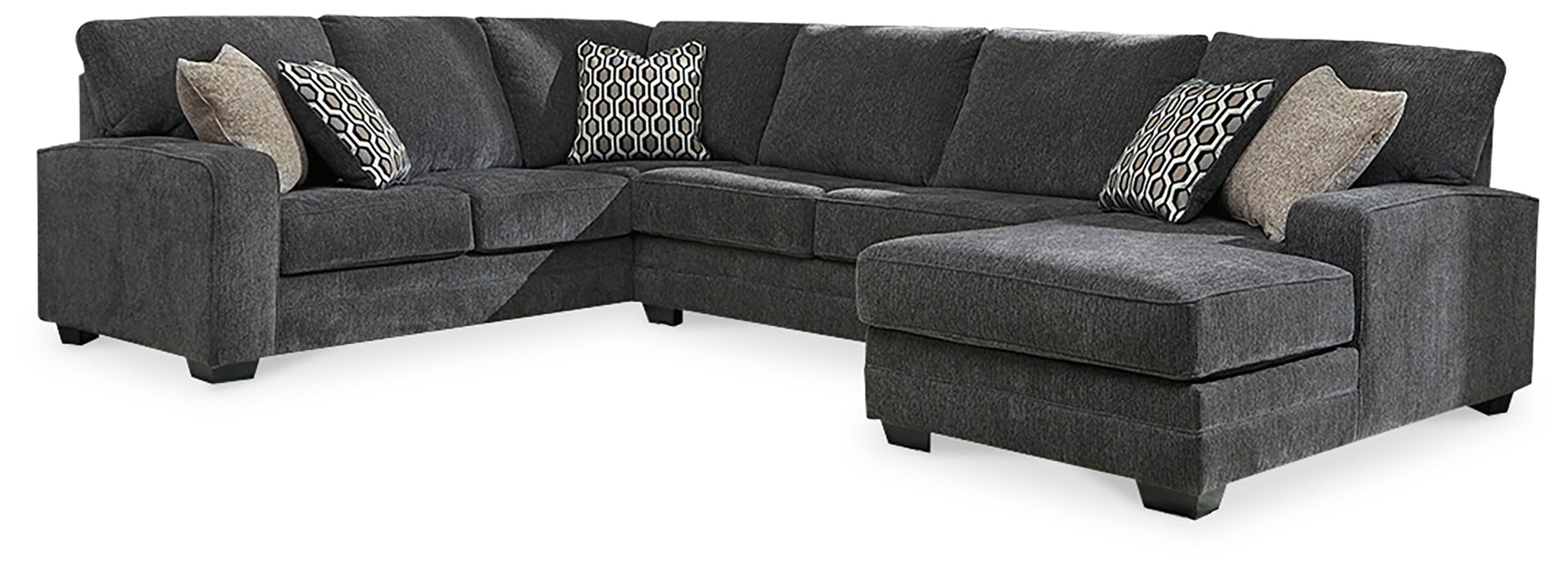Tracling Slate Chenille 3-Piece Sectional with Chaise