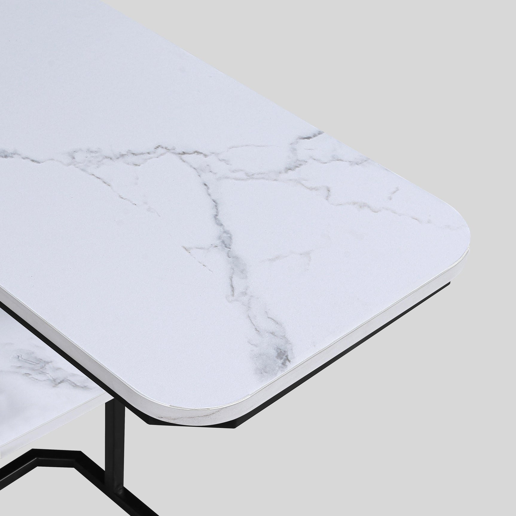 Ida Black White Faux Marble Side Table