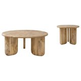 Dale 2-Piece Round Mango Wood Coffee and End Table Set Natural Mango — product view