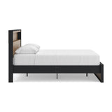 Kozmour Black/Brown Queen Bookcase Complete Bed Frame — side view