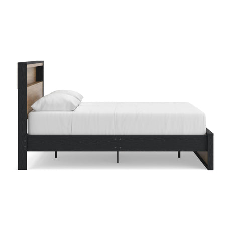 Kozmour Black/Brown Queen Bookcase Complete Bed Frame — side view