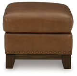 Saonara Amber Leather Ottoman