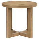 Kessler Round Sculptural Wood End Table Light Oak