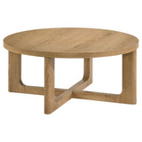 Kessler 3-piece Round Sculptural Wood Coffee Table Set Light Oak