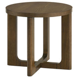 Kessler 2-piece Round Sculptural Wood Coffee Table Set Brown