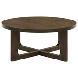 Kessler Round Sculptural Wood Coffee Table Brown