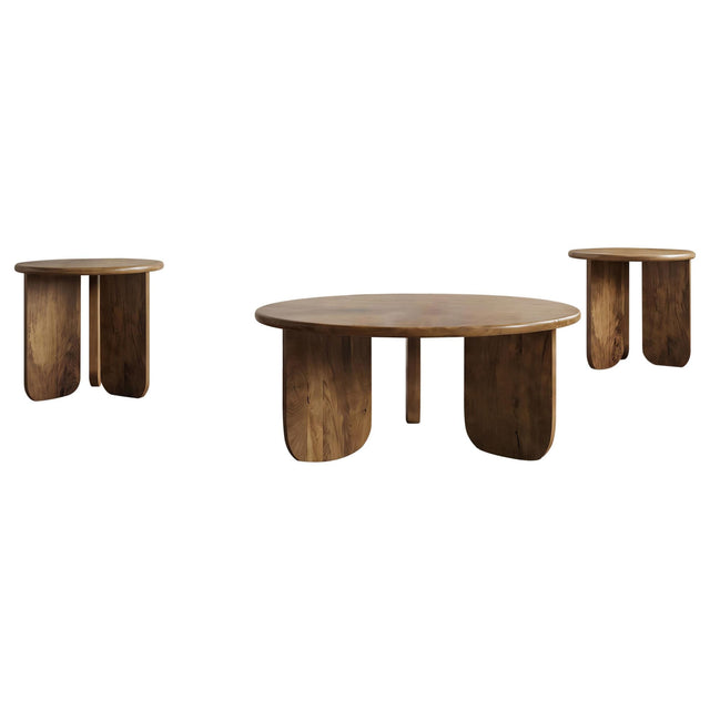 Dale 3-Piece Round Mango Wood Coffee and End Table Set Honey Mango — product view