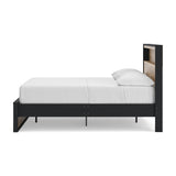 Kozmour Black/Brown Full Bookcase Complete Bed Frame — side view