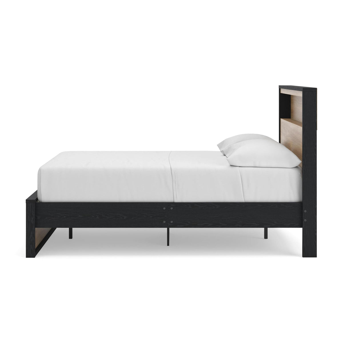 Kozmour Black/Brown Full Bookcase Complete Bed Frame — side view