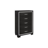 Bellante Black Modern Contemporary Solid Wood And Veneers Bookcase Storage LED Bedroom Set - Ella Furniture