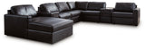 Modmax II Black Leather 8-Piece Sectional with Chaise and Audio Consoles