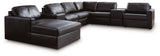 Modmax II Black Leather 8-Piece Sectional with Chaise and Storage Consoles