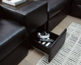 Modmax II Black Leather 8-Piece Sectional with Chaise and Storage Consoles