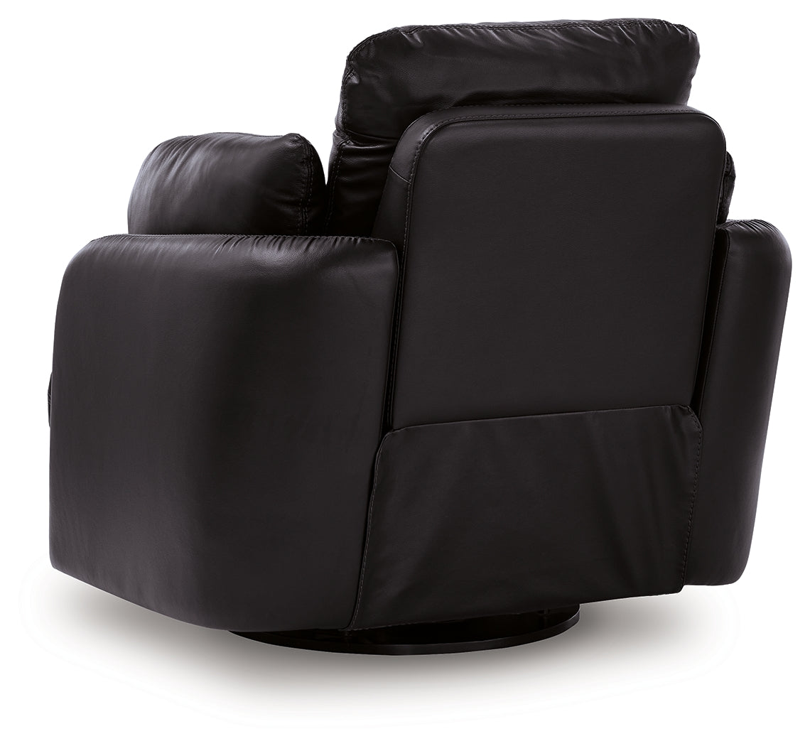 Modmax II Black Leather Swivel Glider Recliner