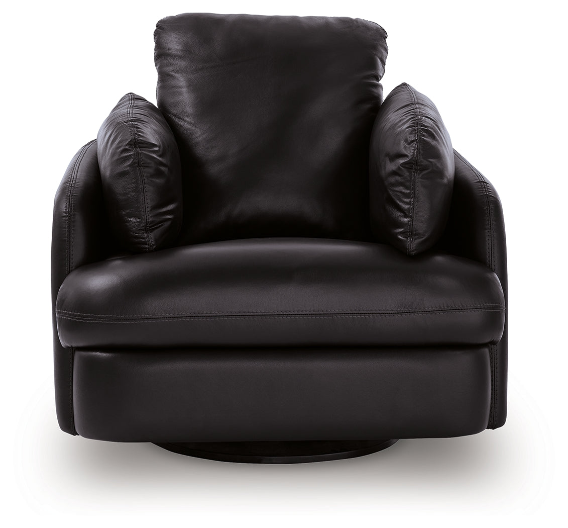 Modmax II Black Leather Swivel Glider Recliner