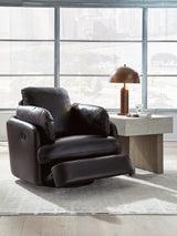 Modmax II Black Leather Swivel Glider Recliner