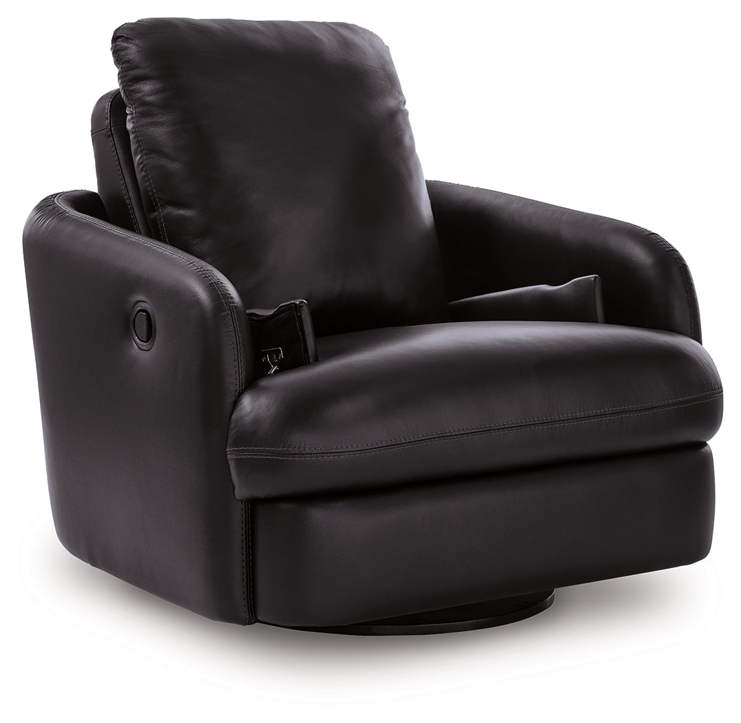 Modmax II Black Leather Swivel Glider Recliner