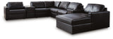Modmax II Black Leather 8-Piece Sectional with Chaise and Audio Consoles
