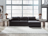 Modmax II Black Leather 3-Piece Sectional Sofa Chaise