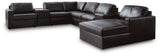 Modmax II Black Leather 8-Piece Sectional with Chaise and Storage Consoles