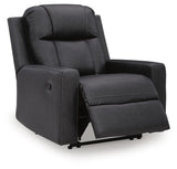 Mackmenville Carbon Faux Leather Recliner angled view
