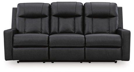 Mackmenville Carbon Faux Leather Reclining Sofa view 4
