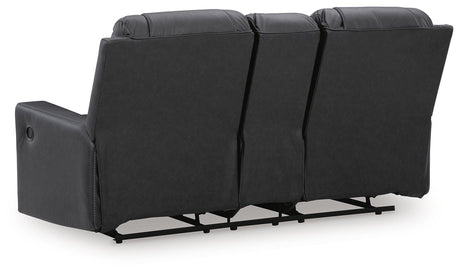 Mackmenville Carbon Faux Leather Reclining Loveseat with Console view 6