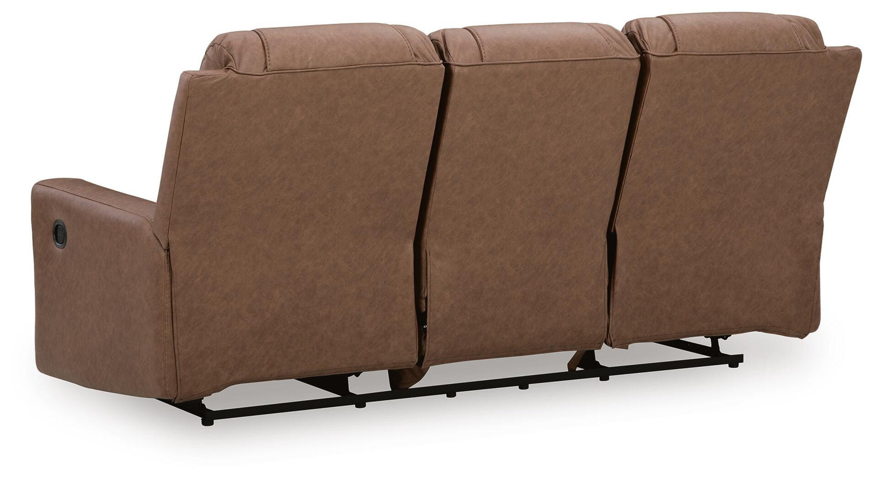 Mackmenville Caramel Faux Leather Reclining Sofa view 5