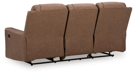 Mackmenville Caramel Faux Leather Reclining Sofa view 5