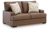 VillaCourt Caramel Faux Leather Loveseat
