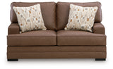VillaCourt Caramel Faux Leather Loveseat