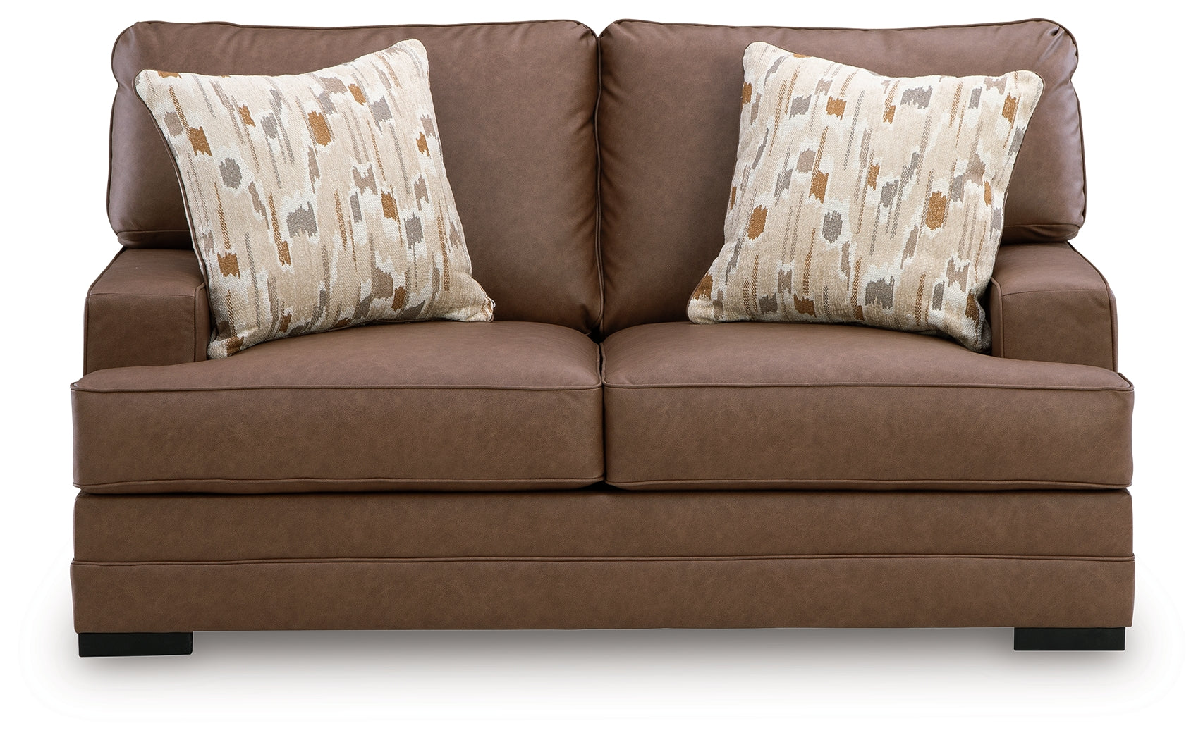 VillaCourt Caramel Faux Leather Loveseat