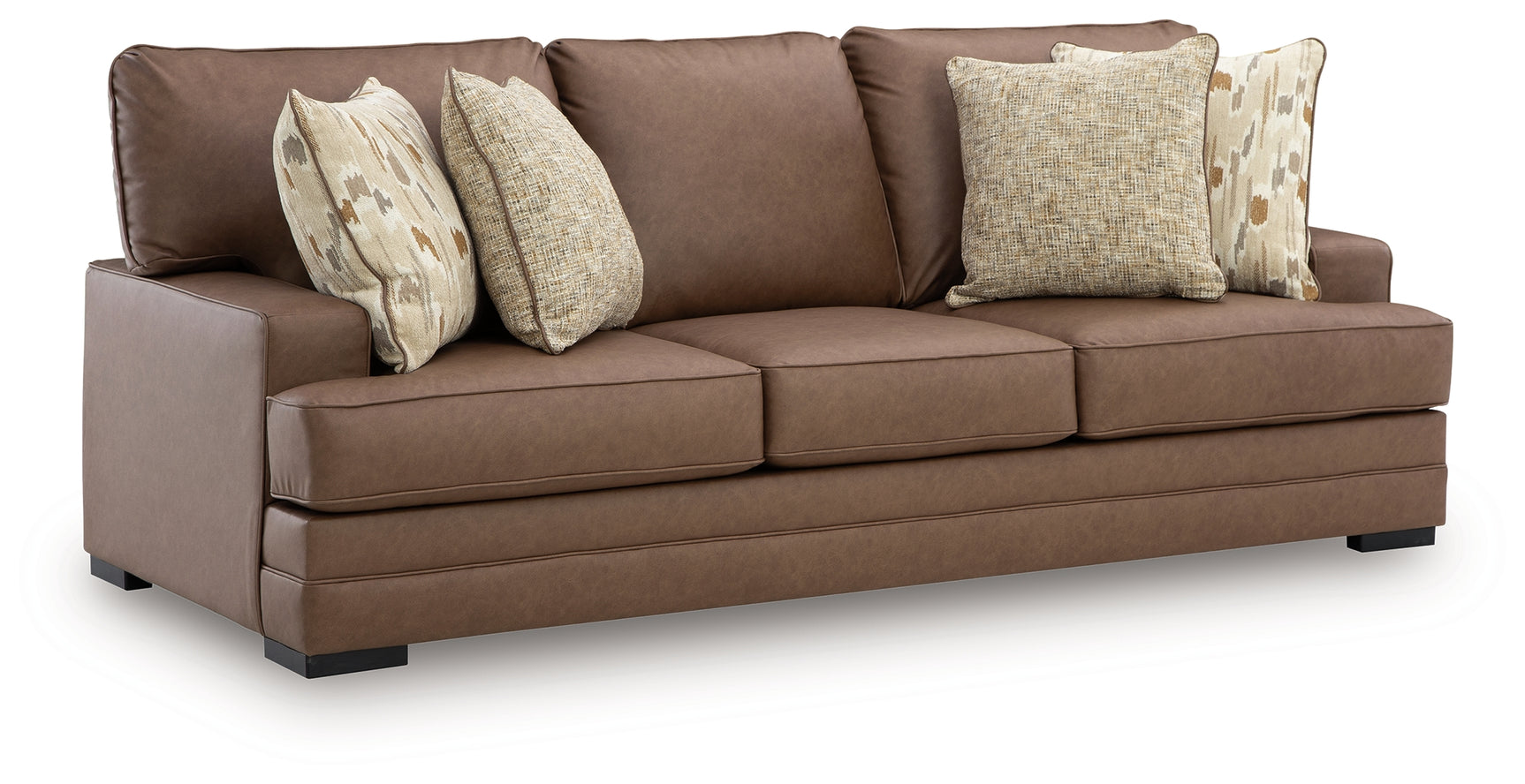VillaCourt Caramel Faux Leather Sofa