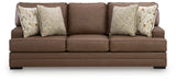 VillaCourt Caramel Faux Leather Sofa