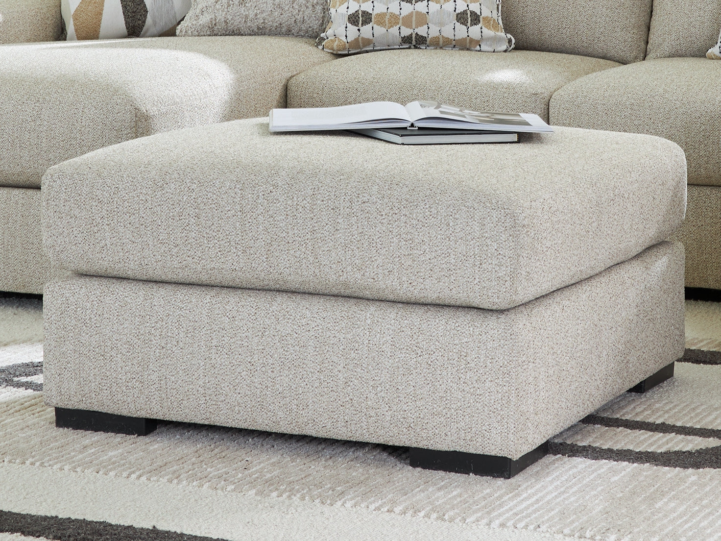 Laurelgrove Pebble Chenille,Performance Fabric,Next-Gen Nuvella™ Oversized Accent Ottoman