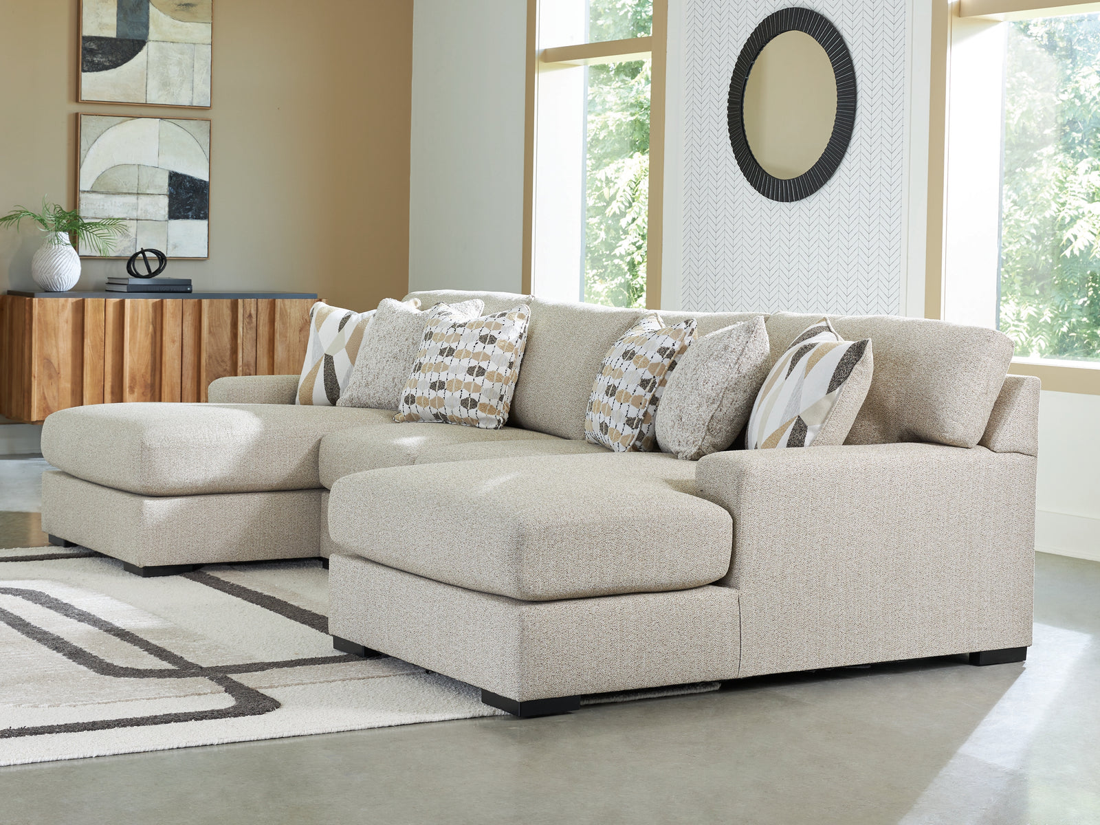 Laurelgrove Pebble Chenille,Performance Fabric,Next-Gen Nuvella™ 3-Piece Double Chaise Sectional