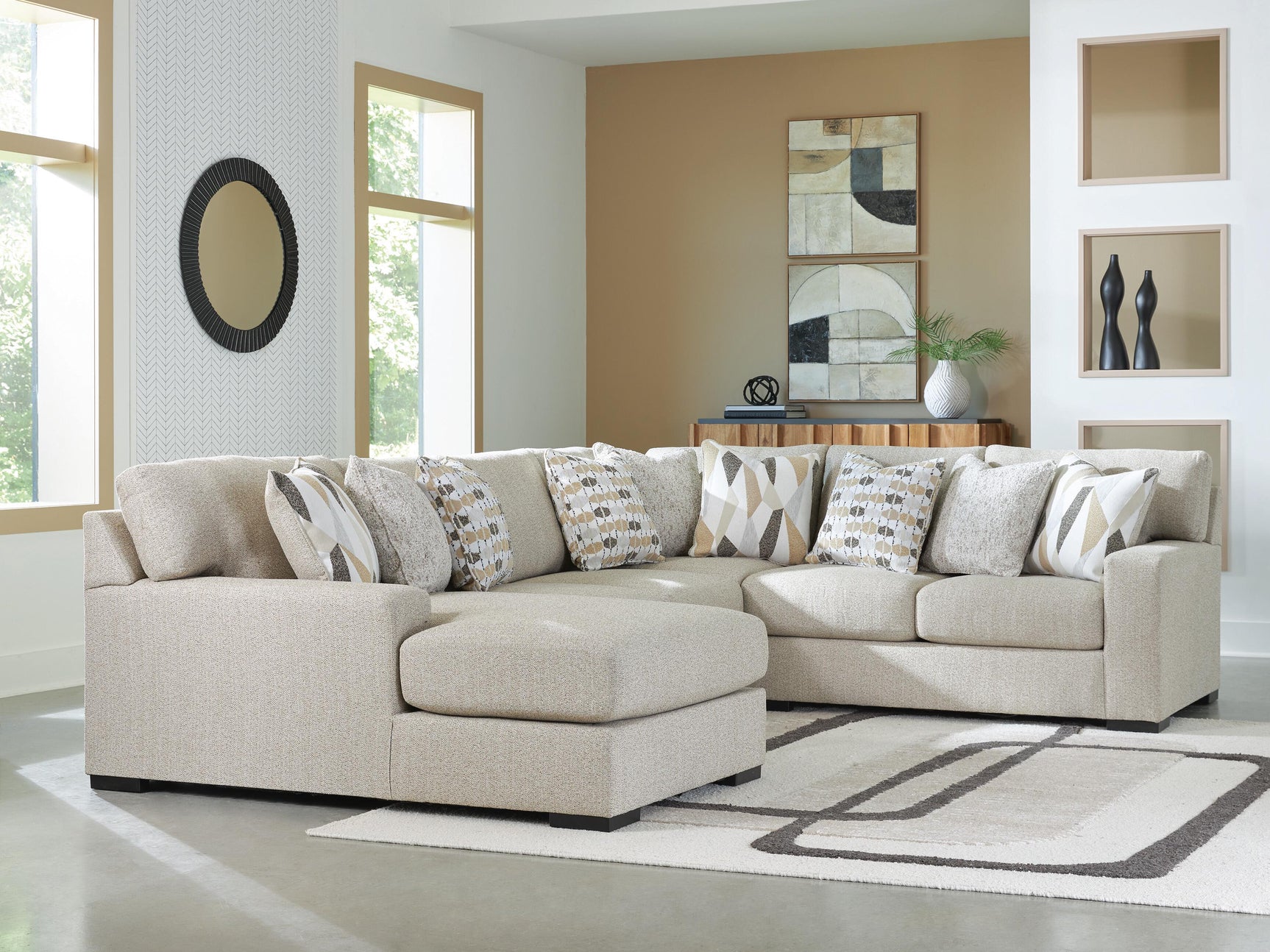 Laurelgrove Pebble Chenille,Performance Fabric,Next-Gen Nuvella™ 4-Piece Sectional with Chaise