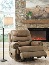 Revived and Restored Earth Faux Leather Power Lift Recliner — angled view