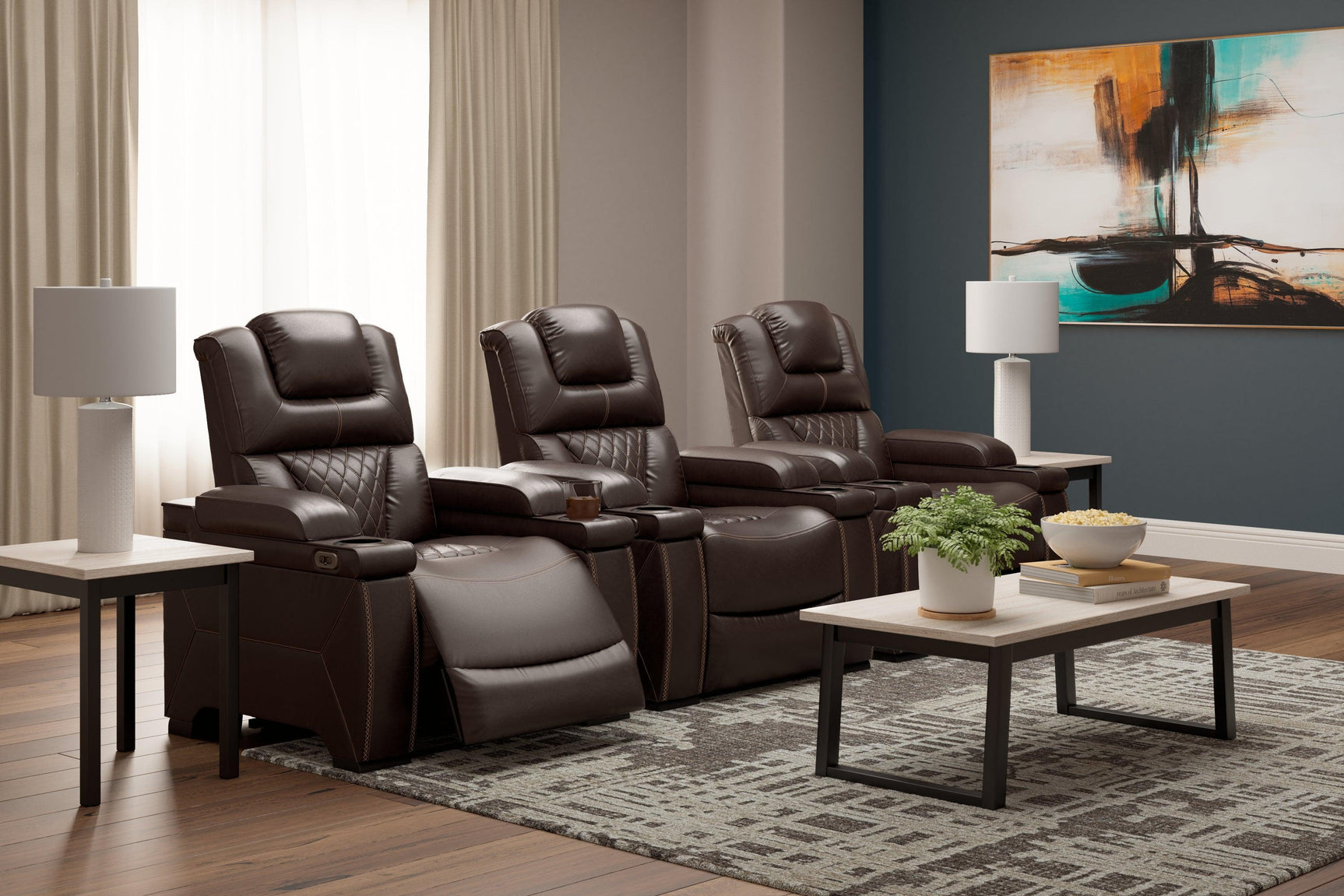 Warnerton Chocolate 3-Piece Home Theater Seating