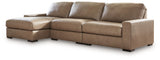 Veronella Sahara Leather 3-Piece Sectional with Chaise