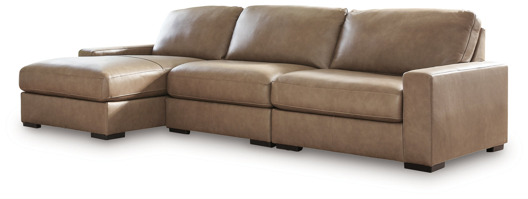 Veronella Sahara Leather 3-Piece Sectional with Chaise