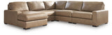 Veronella Sahara Leather 5-Piece Sectional with Chaise