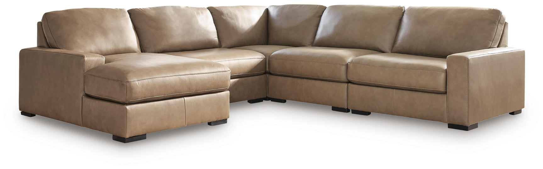 Veronella Sahara Leather 5-Piece Sectional with Chaise
