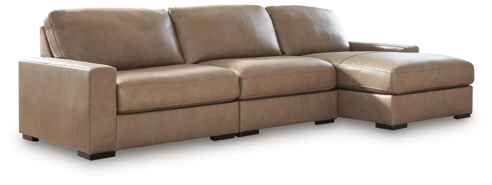 Veronella Sahara Leather 3-Piece Sectional with Chaise