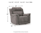 Next-Gen Durapella Slate Microfiber Power Recliner — dimension illustration
