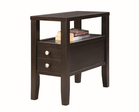 Matthew Deep Brown Finish Contemporary Side Table, Hardwood, Wood Veneers And Wood - Ella Furniture