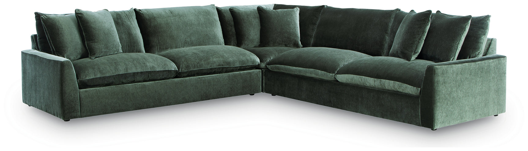 Carriage View Jade Velvet 3-Piece Sectional