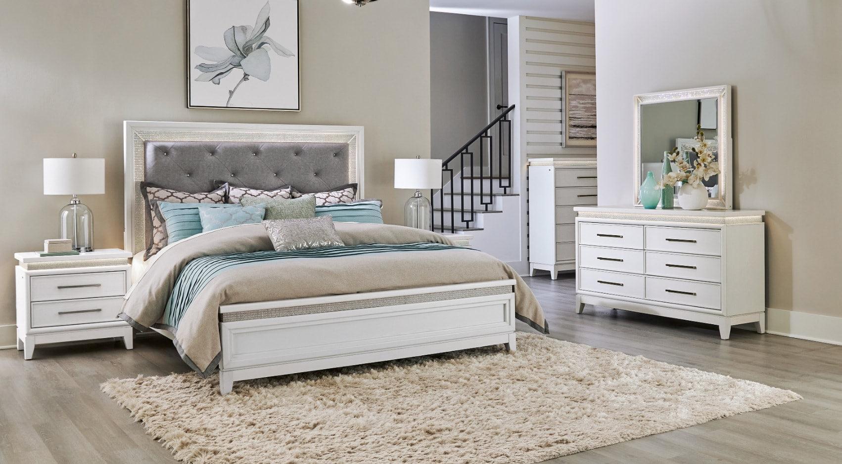 781 White - 5Pc Bedroom Set Queen, King - Ella Furniture
