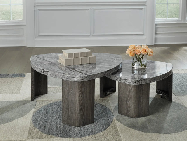 Gray and Brown Two-Piece Stacking Coffee Table Set — product view