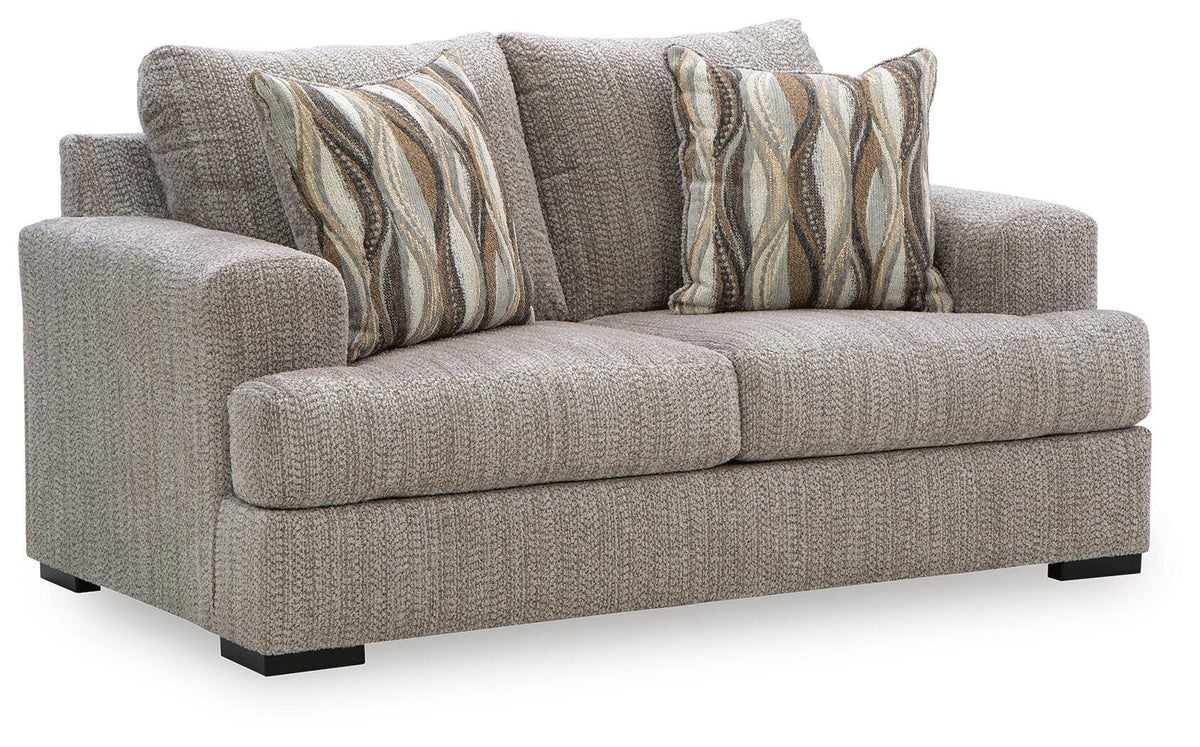 Lofwood Fossil Chenille Loveseat — angled view
